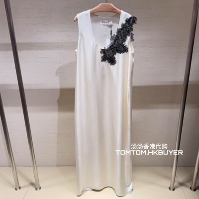 香港正品代购 Rohe 25秋冬 撞色蕾丝边无袖气质连衣裙