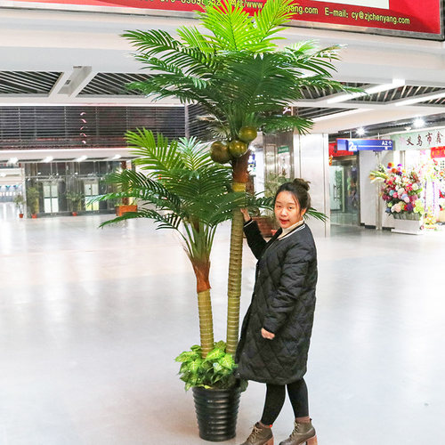 速发椰子树大型落地植物客厅盆栽外饰塑室假树料内装绿植