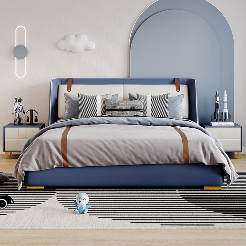 儿童床男孩单人床1米5青少年女孩公主床带护栏实木床小户型儿童房