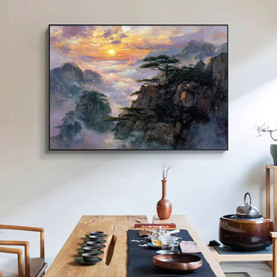 印象派日出装饰画办公室山水画