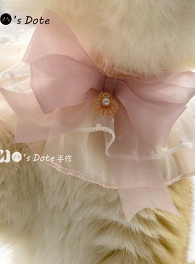 原创可爱猫咪围脖公主风蝴蝶结领结围兜宠物口水巾装饰小狗狗围脖