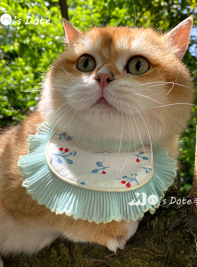 原创可爱宠物口水巾蓝格猫咪围脖大中小型犬狗狗装饰用品口水围兜