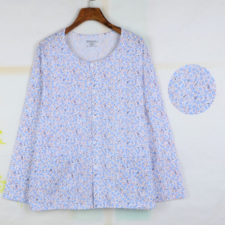여성을 위한 봄 여름 가디건과 가을 옷 중장년층을 위한 긴팔 언더셔츠 순면 홈 얇은 가디건 상의 더블 브레스티드 에어컨 셔츠