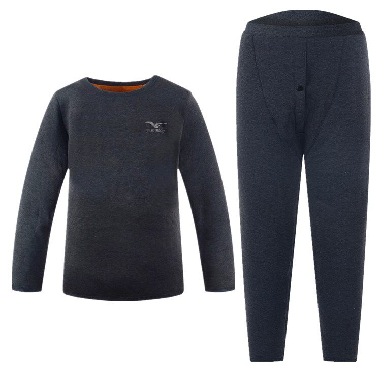 남성용 보온 속옷 두껍고 벨벳 정장 중년 및 노인 아버지 순면 가을 옷 긴 내복 가디건 할아버지 전체 면옷