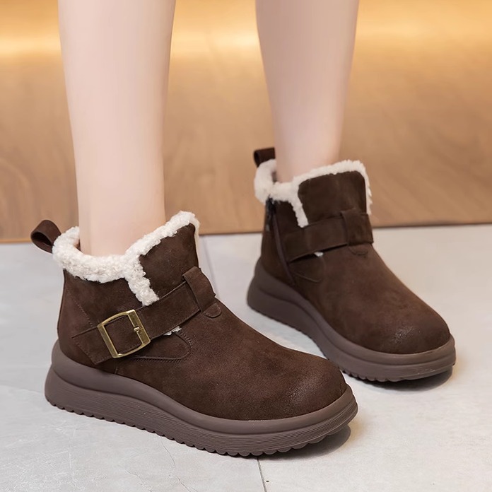 厚底雪地短靴子女冬季加绒加厚保暖2025新款勃肯鞋雪地棉鞋子外穿