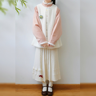 南庭苑【云朵】明制加绒立领对襟袄改良圆领比甲日常汉服女保暖冬