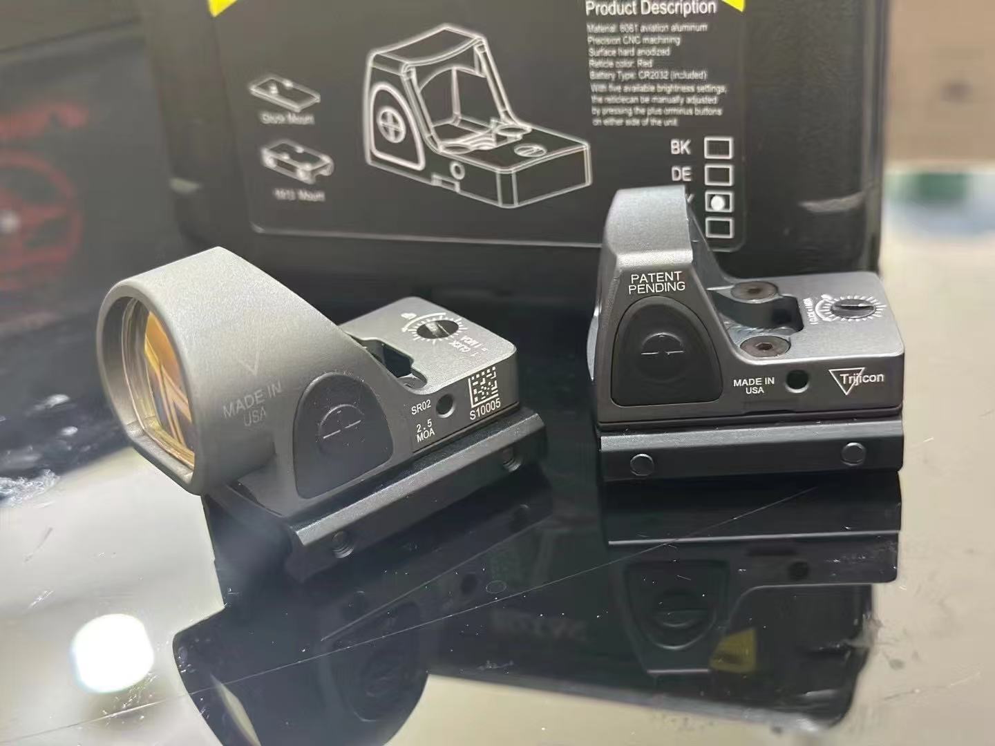 金属rmr全息红点模型瞄准镜高透虹膜可调节高清膜弹弓玩具配件