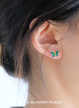 蝴蝶泉边｜小巧但有存在感！小耳环高级冷淡法式耳钉 925银针