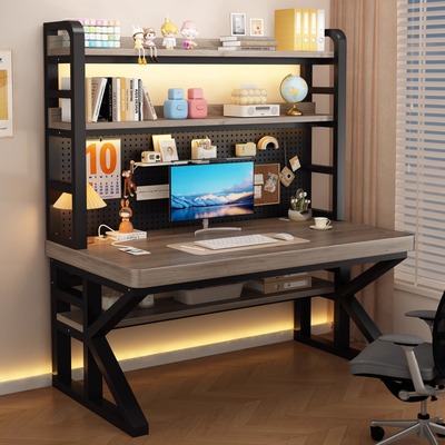 实木电脑桌学生家用双人写字桌子