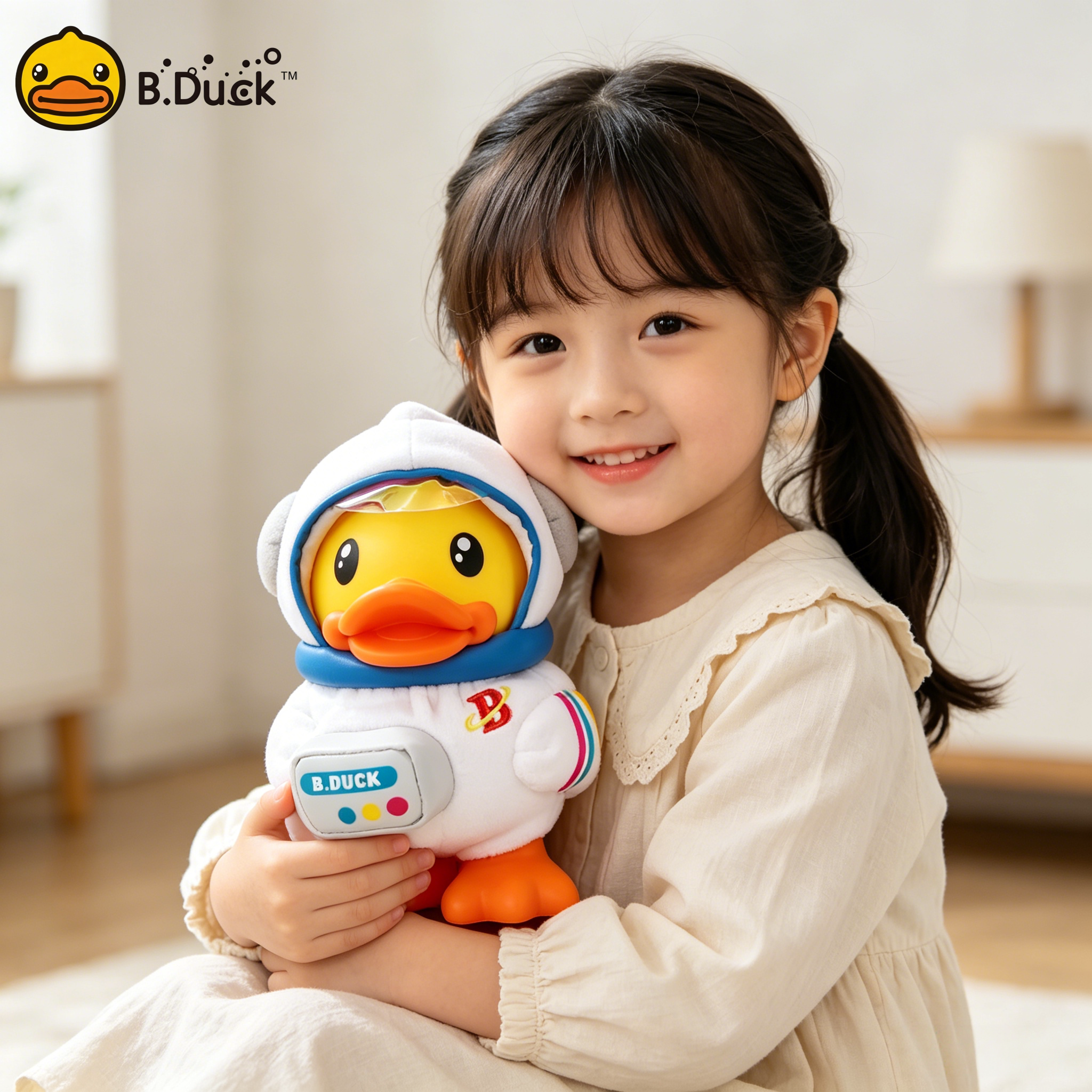 B.Duck小黄鸭钱箱宇航员宇宙可爱卡通变装存钱罐储蓄罐零钱罐存钱