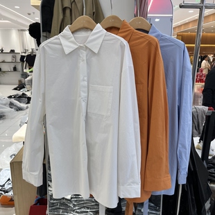 欧洲站2026春季新款女士翻领纯色后腰绑带长袖衬衫欧货时尚上衣潮