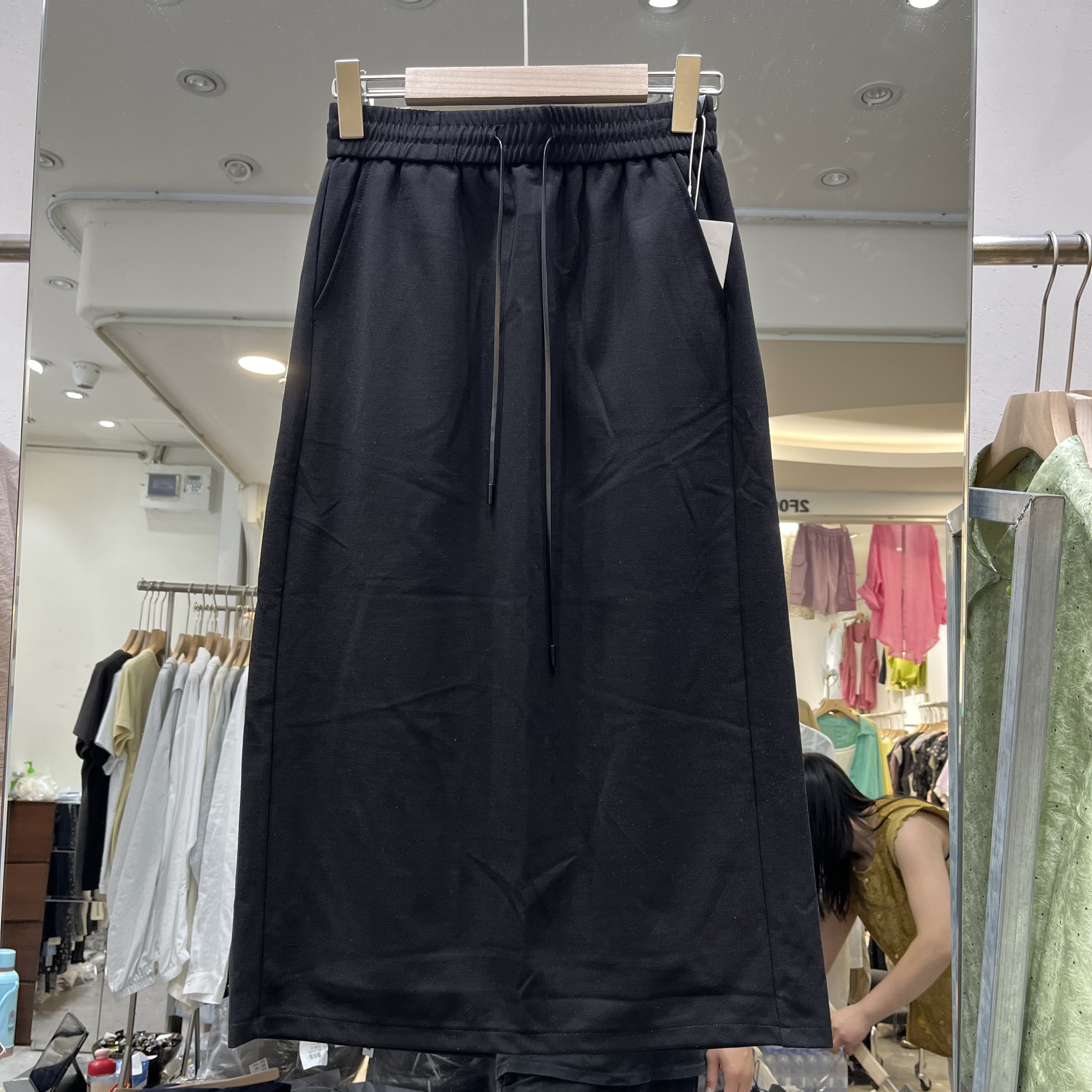 欧洲站2026夏季新款女士松紧腰绑带后开叉半身裙欧货时尚百搭裙子