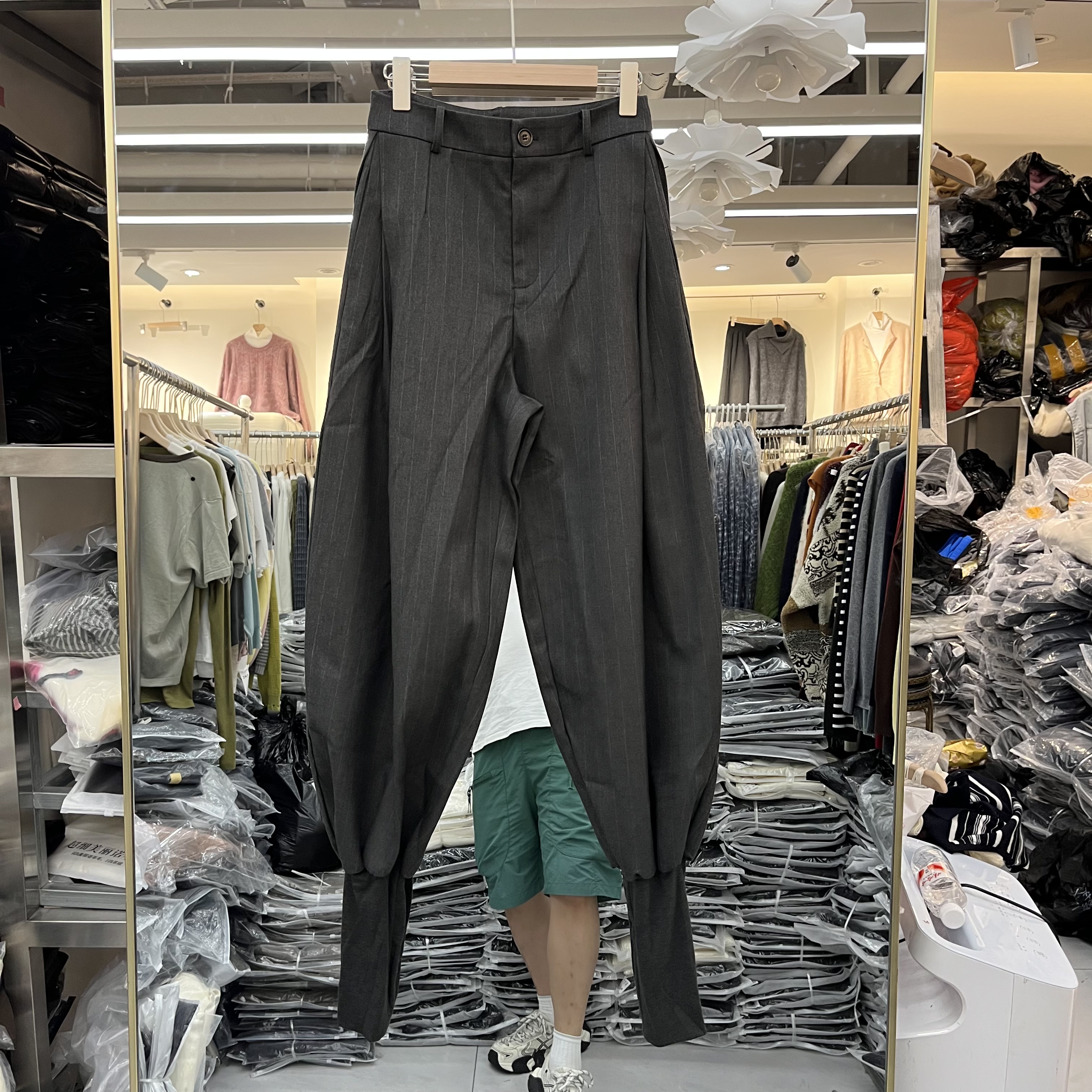 实体店同款2026秋季新款女士高腰条纹拼色哈伦裤欧货时尚显瘦长裤