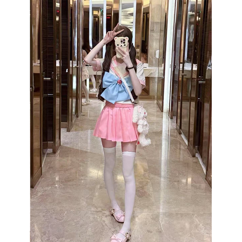 JK制服套装原创夏季日系学院风甜美少女粉色蓝色水手服女JK校供感