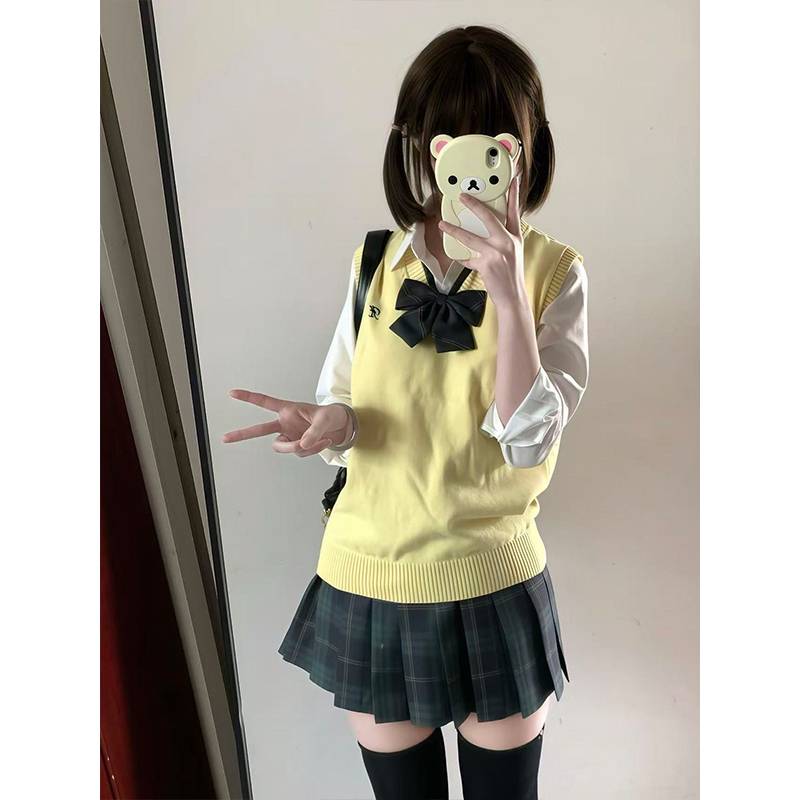学院风jk制服背心马甲甜美通勤针织衫基础款叠穿套头毛衣女春秋季