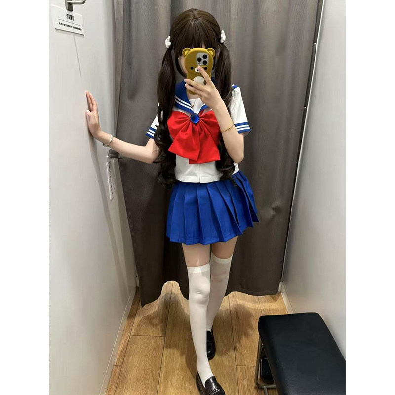 夏季新款原创粉色二本可爱少女水手服jk制服短袖套装日系甜美上衣