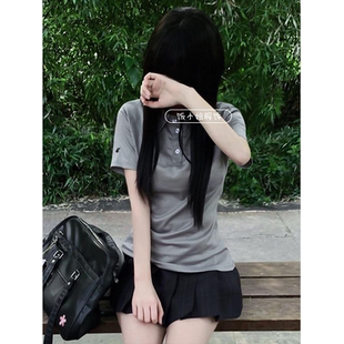 女日系学院风百褶裙原创制服新款 夏季 T恤衬衫 套装 穿搭 POLO领短袖