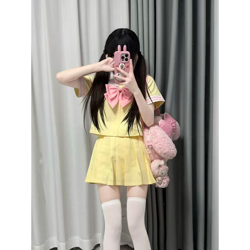 软妹原创日系水手服JK制服夏季新款套装短袖可爱彩虹战队学院套裙