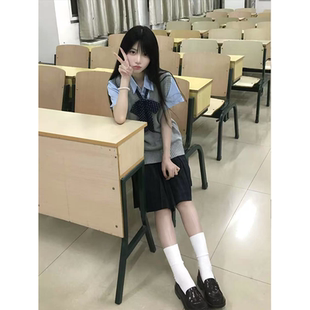 JK制服针织衫 百搭海苔半身裙JK裙 刺绣马甲内搭蓝色衬衫 2025夏新款