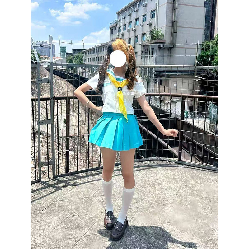 JK制服学院2026夏季新品海军三本水手服青春少女初音绿百褶裙套装