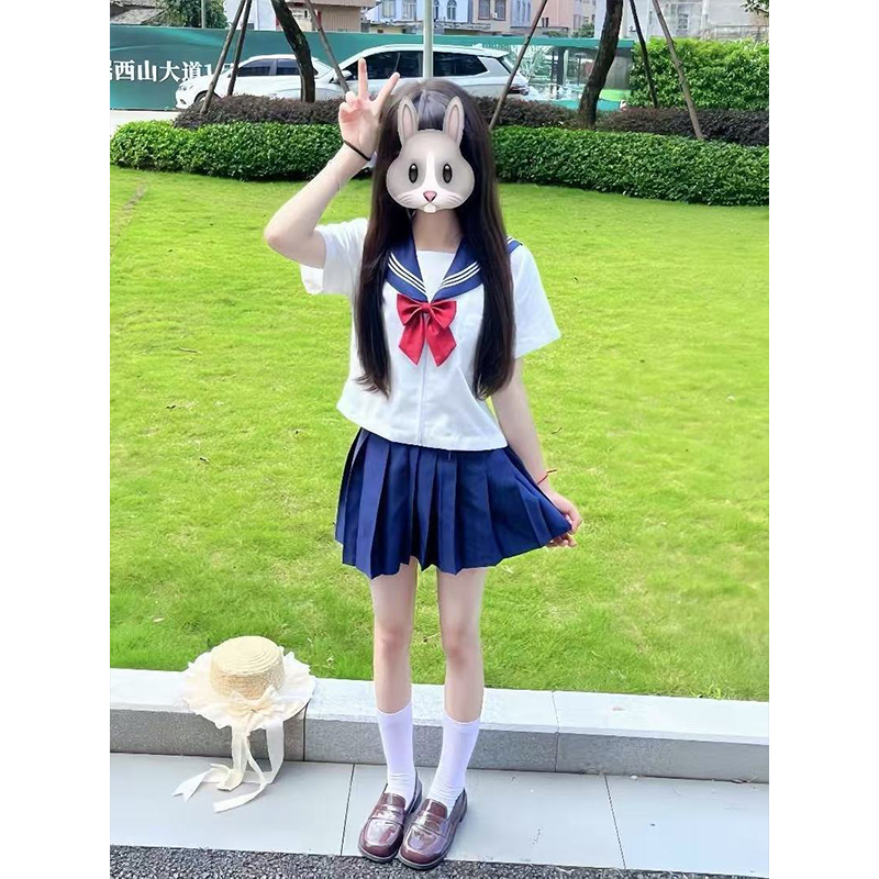 日系学院风绀三本长短袖衬衫2025夏季款水手服校供感JK短裙JK制服