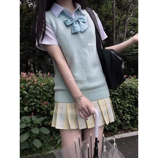 夏季 甜美制服校供JK格裙套装 学院百褶裙马甲背心衬衫 短裙百搭套装