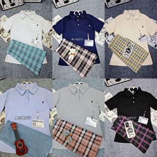 T恤衬衫 2025夏季 白色POLO领短袖 款 学院风小青梅短裙原创制服 套装