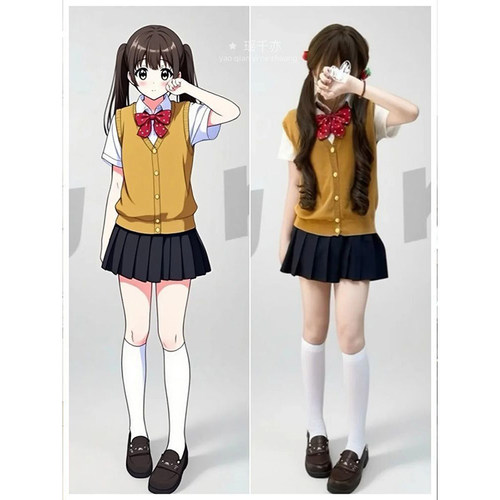 JK制服棕色开衫针织衫马甲背心叠穿内搭白衬衫日系学院风绀JK短裙