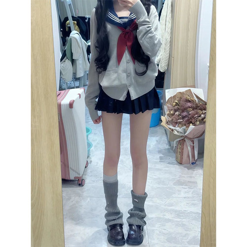 秋冬款长袖针织jk开衫毛衣女外穿百搭v领校供学院风宽松网红外套