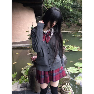 jk制服针织衫外穿慵懒风长袖外套基础款学院风学生毛衣格裙套装女