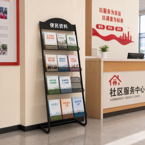 社区养老院便民宣传单页架健康宣传架杂志报刊架立式资料架杂志架