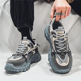 2025新款 春秋男鞋 运动工地耐磨耐穿厚底轮胎劳保工作百搭老爹潮鞋