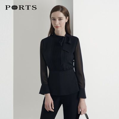 PORTS宝姿工厂店女装秋季纯色优雅修身显瘦衬衫衬衣LL9B053LWP093