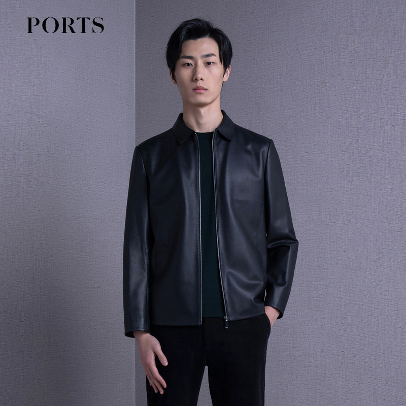 PORTS宝姿男装潮流气质修身皮衣夹克MM9U005NZS027