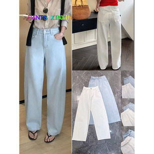 2026年春季白色立体裁剪侧拼接半松紧腰高弹牛仔弯刀裤女Q2463018