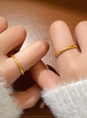 古法沙金细版磨砂戒指高级感指环