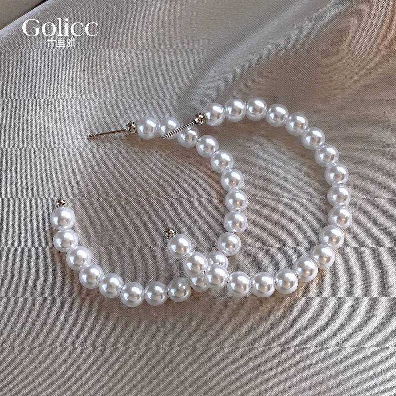 珍珠串珠大圈圈耳环适合圆脸的