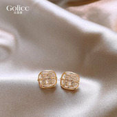 方形锆石字母H耳钉女轻奢高级感气质耳环精致通勤耳饰2026年新款