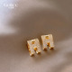 2025新款 爆款 满钻双面字母H耳扣女气质独特耳环通勤耳钉小众耳饰