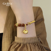 古法金锁包南红手链女半镯2026年新款 爆款 手饰品轻奢小众精致手串