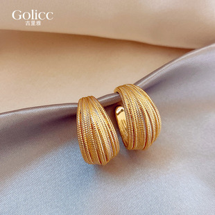 金属多层C圈耳环女2025新款 耳钉高级感轻奢气质耳饰秋冬耳圈 爆款