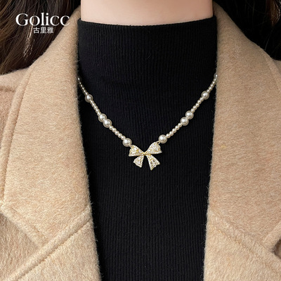 大气高档蝴蝶结珍珠毛衣链配饰