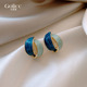 法式 耳饰 高级感轻奢耳环女复古克莱因蓝色气质耳钉独特2026年新款