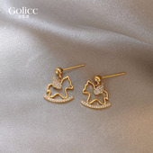 金色小马耳环女2026新款 高级感耳钉巨好看独特漂亮本命年耳饰 爆款