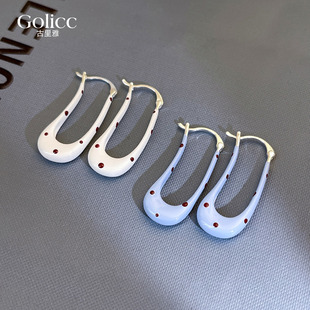 波点U型圈圈耳环女耳圈轻奢高级感气质大气百搭耳钉独特漂亮耳饰