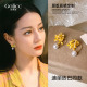 迪丽热巴同款 耳钉 黄色花朵珍珠耳环女巨好看独特漂亮耳饰2026新款