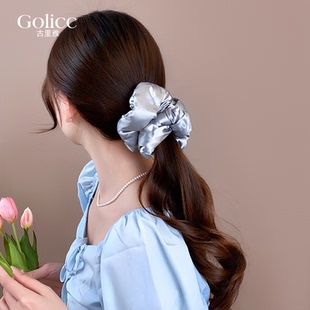 法式缎面高级感大肠发圈女半扎马尾发饰头花头饰2026新款高端头绳