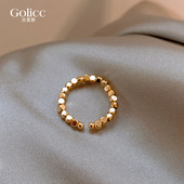 古里雅金色碎银戒指女2025新款 食指指环轻奢高级感开口戒饰品 爆款