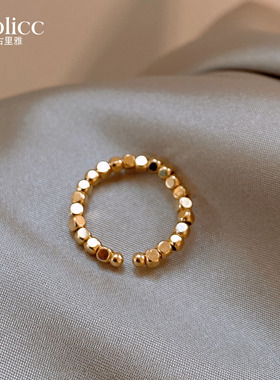 古里雅金色碎银戒指女2025新款爆款食指指环轻奢高级感开口戒饰品