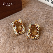 美拉德咖色耳钉女2026年新款 轻奢高级感复古耳环气质独特耳饰 爆款